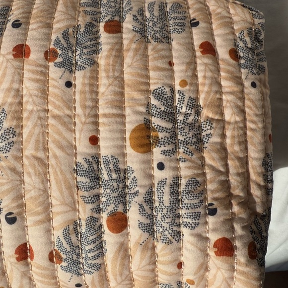 Cream and Orange Cosmetic Bag with Botanical Design - Picture 4 of 6